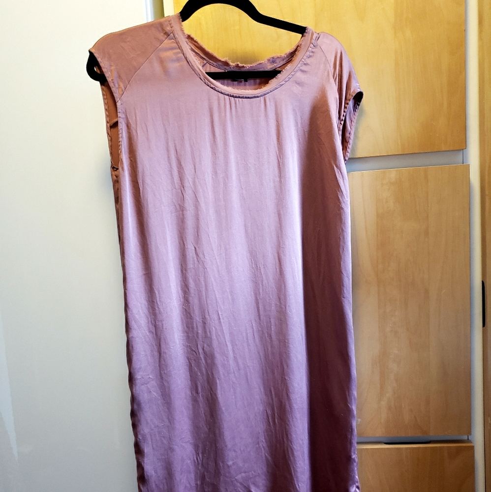 Metallic Blush Club Monaco Silk Mini-Dress